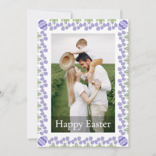 Elegant Floral Personalized Photo Happy Easter  Holiday Card