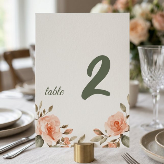 Elegant Floral Personalized Table Number Sign (Creator Uploaded)
