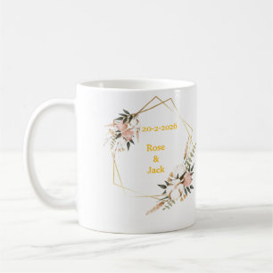 Elegant Floral Personalized Wedding Mug - Custom 