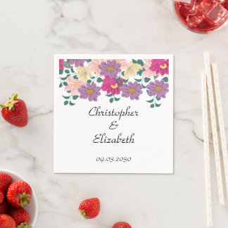 Elegant Floral Personalized Wedding Napkin
