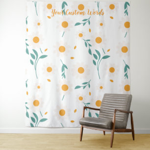 Elegant Floral Personalized Words Tapestry