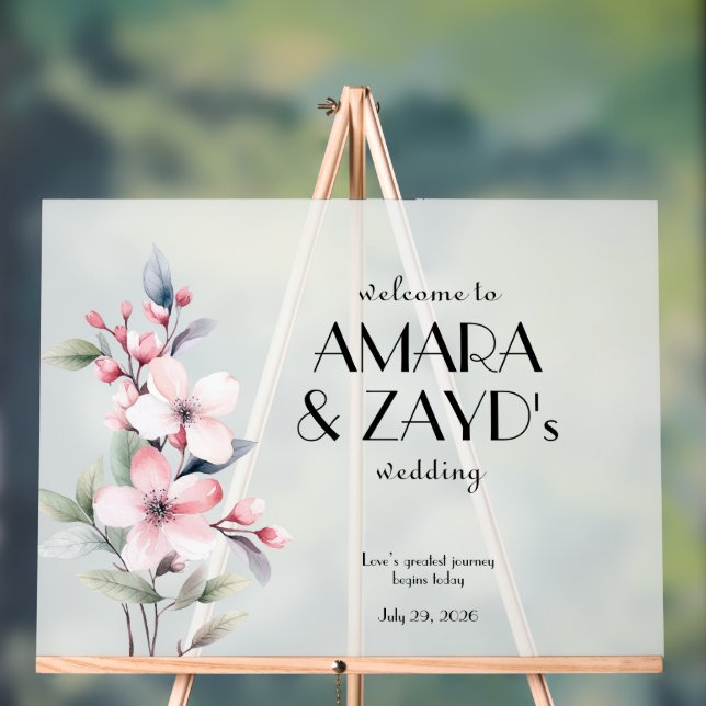 Elégant Floral Personnalisé Mariage Accueil - (Neutre)