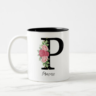 Élégant floral Personnalisé Monogramme Café Mug P