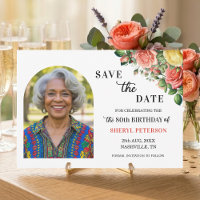 Elegant Floral Photo 80th Birthday Party 