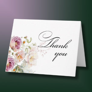 Elegant Floral Photo Any Year Birthday  Thank You Card