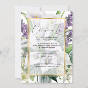 Elegant Floral Photo Celebration of Life Invitation