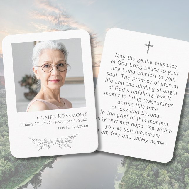 Elegant Floral Photo Funeral Prayer Card (Elegant Floral Photo Funeral Prayer Card
)