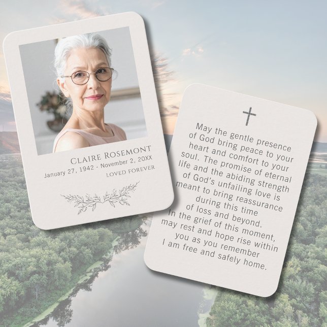 Elegant Floral Photo Funeral Prayer Card (Elegant Floral Photo Funeral Prayer Card
)
