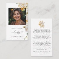 Elegant Floral Photo Funeral Prayer Card