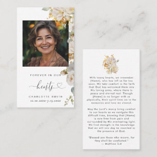 Elegant Floral  Photo Funeral Prayer Card