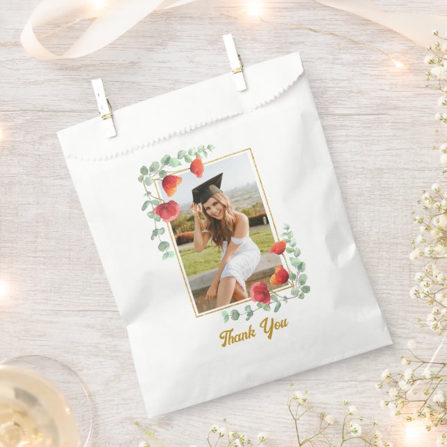 Elegant Floral Photo Graduation Favour Bag (Clipped)