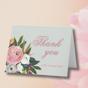 Elegant Floral Photo Link 60th Birthday Party  Thank You Card