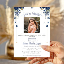 Elegant Floral Photo Mis Quince Quinceañera 15th 