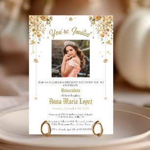 Elegant Floral Photo Mis Quince Quinceañera 15th Acrylic Invitations