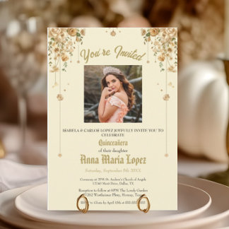 Elegant Floral Photo Mis Quince Quinceañera 15th Acrylic Invitations