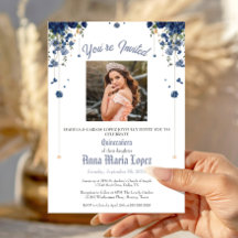 Elegant Floral Photo Mis Quince Quinceañera 15th 