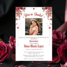 Elegant Floral Photo Mis Quince Quinceañera 15th