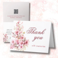 Elegant Floral Photo QR Link Any Year Birthday