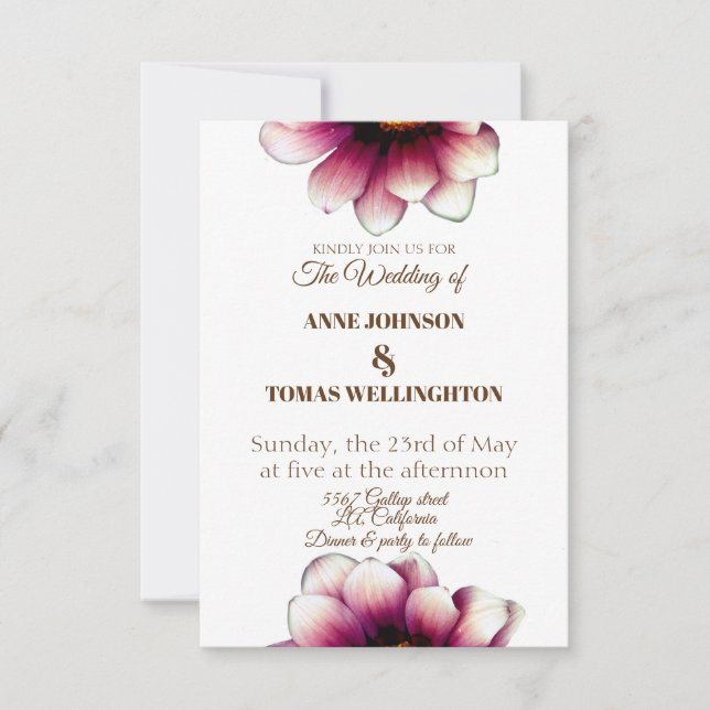 Elegant, Floral Photo Wedding Invitation (Front)