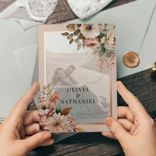 Elegant Floral Photo Wedding Save the Date