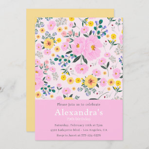 Elegant Floral Pink 79th birthday Invitation