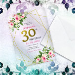 Elegant Floral Pink And Gold 30th Birthday Acrylic Invitations<br><div class="desc">Pink And Gold  30th Birthday invitation to celebrate the milestone birthday. Elegant watercolor floral and gold glitter typography adds a stylish and unique touch. Personalize with party details.</div>