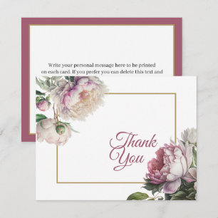 Elegant Floral Pink and White Peonies  Thank You Card