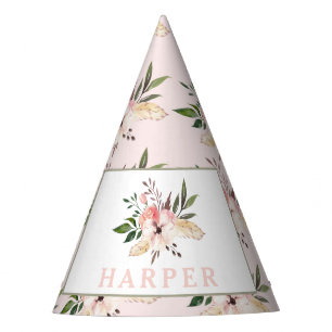 Elegant floral pink birthday party  hat