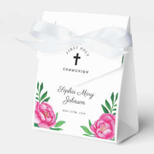 Elegant Floral Pink Girl First Communion  Favor Box