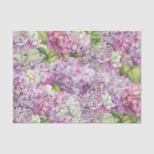 Elegant Floral Pink Hydrangea Pattern Decoupage Tissue Paper