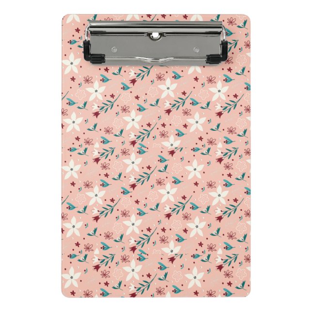  Elegant Floral Pink Pattern Home Mini Clipboard (Front)