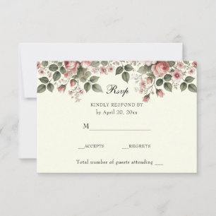 Elegant Floral Pink Roses RSVP Card