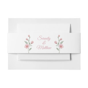 Elegant Floral Pink Sage Garden Wedding Invitation Belly Band