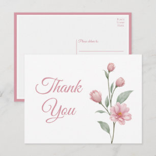 Elegant Floral Pink Sage Garden Wedding Thank You Postcard