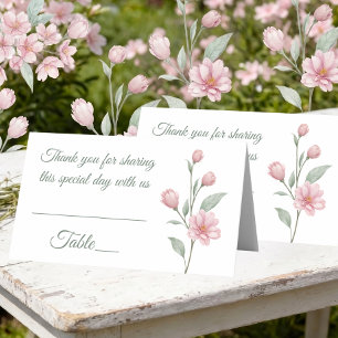 Elegant Floral Pink Sage Summer Garden Wedding Place Card