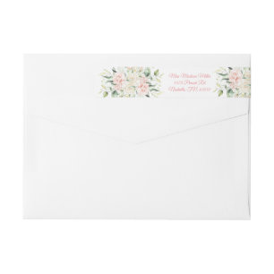 Elegant Floral Pink Watercolor Script Wrap Around Label