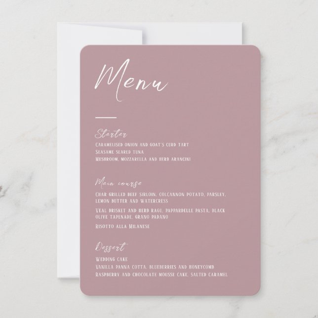 Elegant floral pink Wedding Menu card (Front)