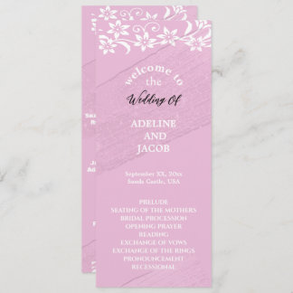 Elegant floral Pink & white Wedding program