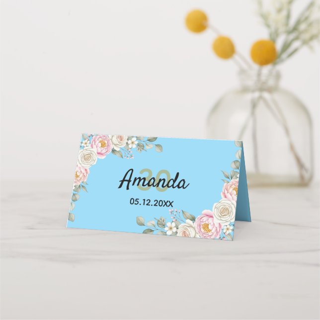 Elegant Floral Place Card and Table Number Tent (Back)