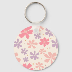 Elegant Floral Print Botanical Art for Nature Love Keychain