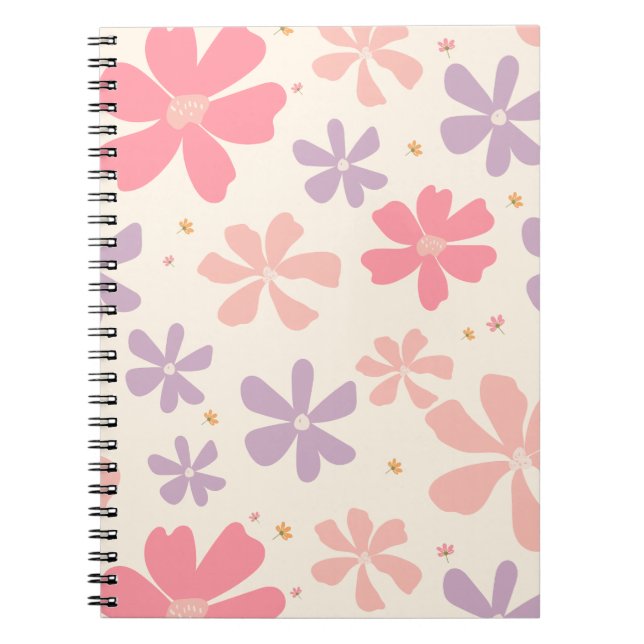 Elegant Floral Print Botanical Art for Nature Love Notebook (Front)