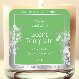 Elegant Floral Product Label Sage Green and Silver