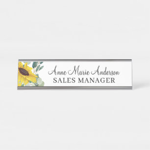 Elegant Floral Professional Name  Desk Name Plate