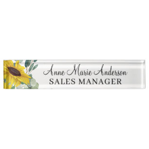Elegant Floral Professional Name  Nameplate