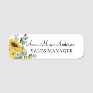 Elegant Floral Professional Name  Tag