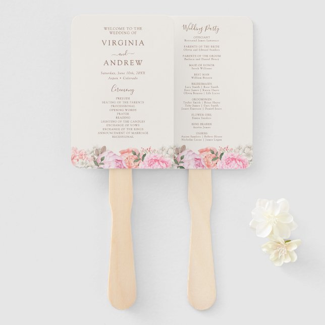 Elegant Floral Program Hand Fan (Front and Back)