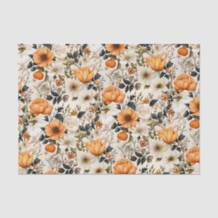 Elegant Floral Pumpkin Fall Tissue Paper