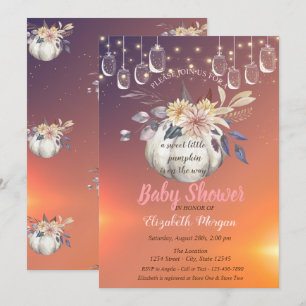 Elegant Floral Pumpkin,Lights, Baby Shower Invitation