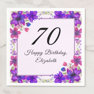 Elegant Floral Purple 70th Birthday  Napkin