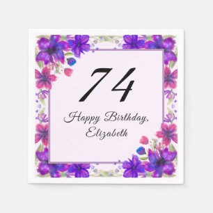 Elegant Floral Purple 74th Birthday Napkin